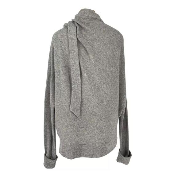 Le Muse Wool Blend Sweater Gray Dolman Sleeve Tie Collar Large - Picture 7 of 10